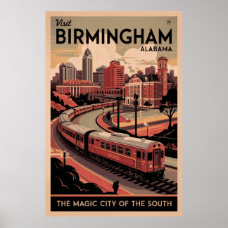 Retro Birmingham, Alabama Affiche de voyage