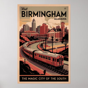 Retro Birmingham, Alabama Affiche de voyage