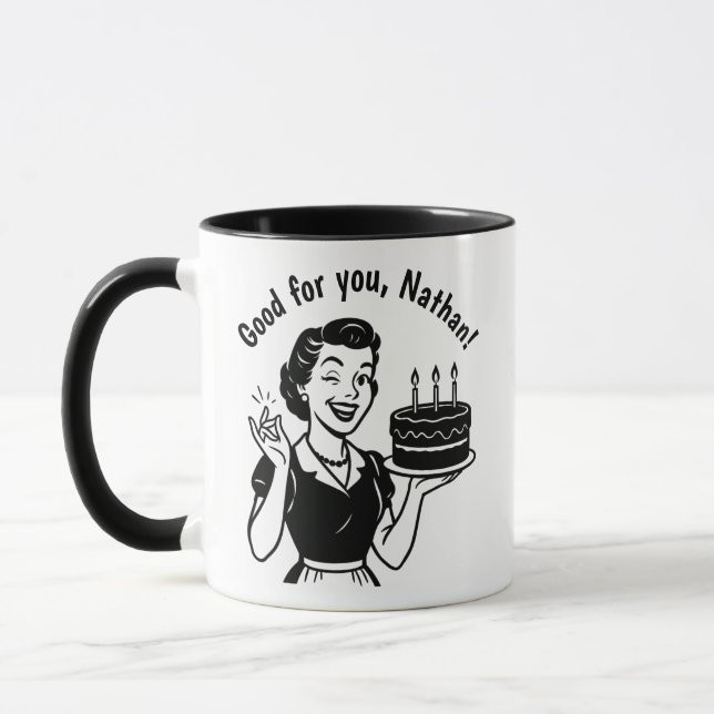 Retro Birthday Cheer Geschenk Tasse (Links)