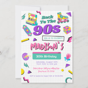 Retro Birthday Einladung, gedruckt oder digital Einladung