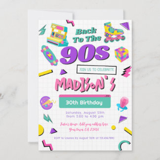 Retro Birthday Einladung, gedruckt oder digital Einladung