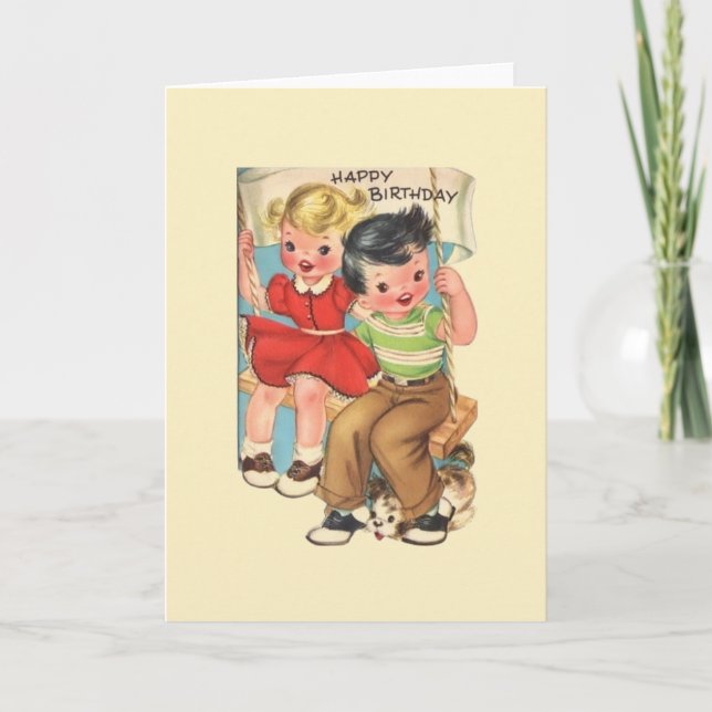 Retro Birthday Grußkarte Karte (Vorderseite)