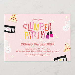 Retro Birthday Slumber Party Einladung