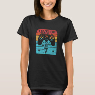 Retro Birthday Video Game 7 Jahre alt Gamer Level T-Shirt