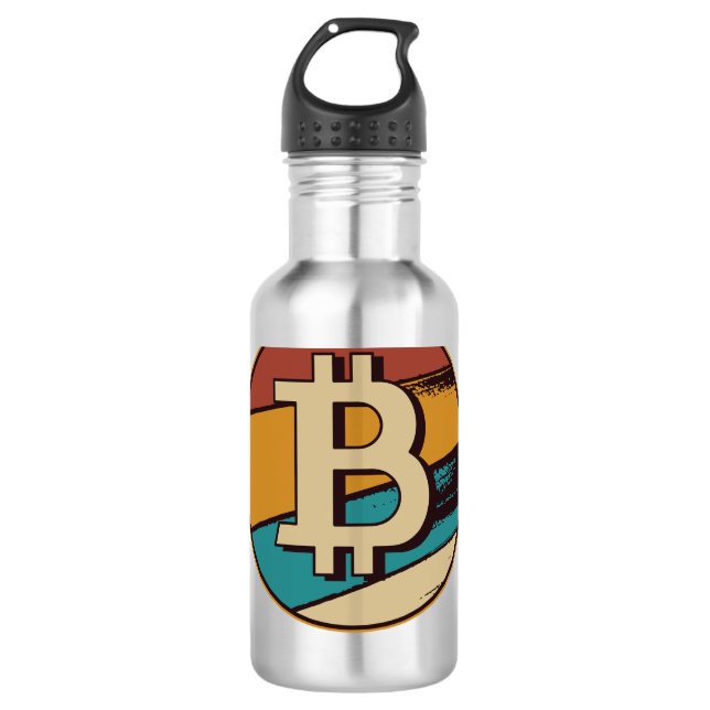 Retro-Bitcoin-Logo Edelstahlflasche (Vorderseite)