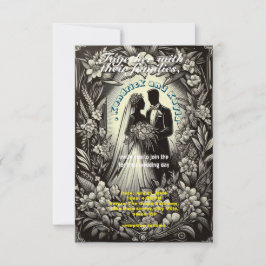Retro blac7white photowedding einladung