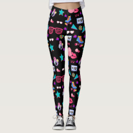Retro black 80s Costume Vibrant culture pop Leggings