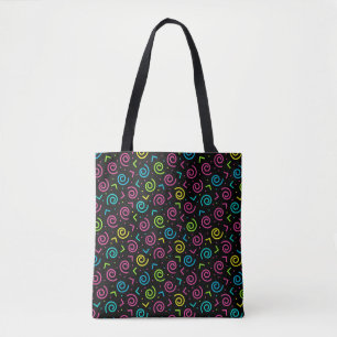 Retro Black and Neon Doodle Pattern der 80er/90er Tasche