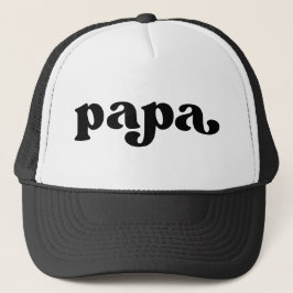 Retro Black and White Papa Truckerkappe