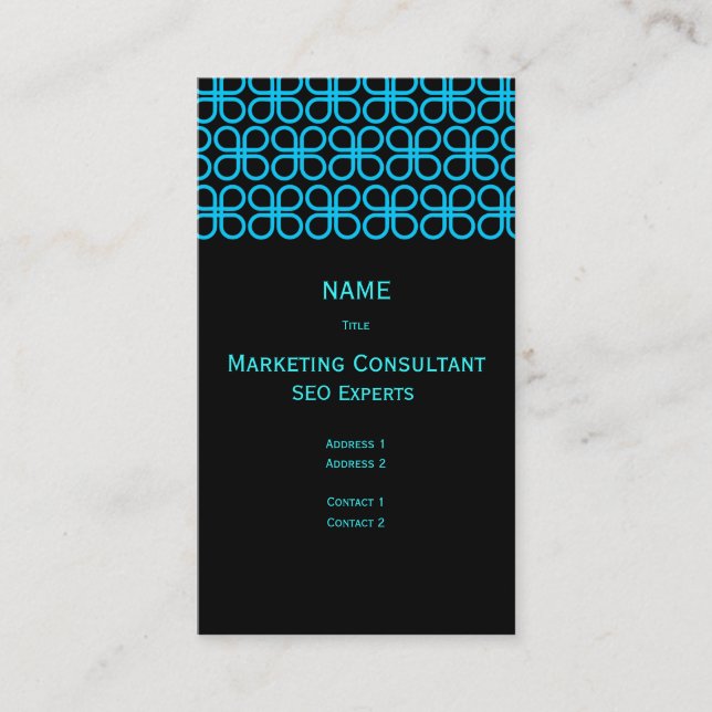 Retro Black & Aqua Business Card Visitenkarte (Vorderseite)