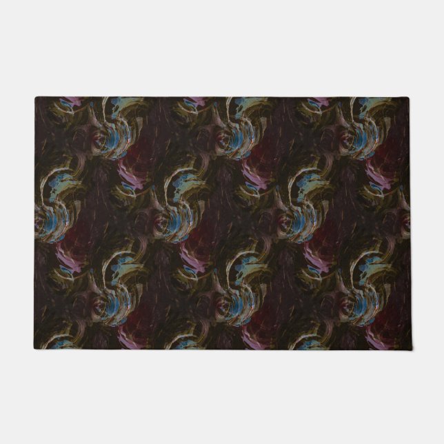 Retro Black Atomic Abstrakt Fußmatte (Vorderseite)