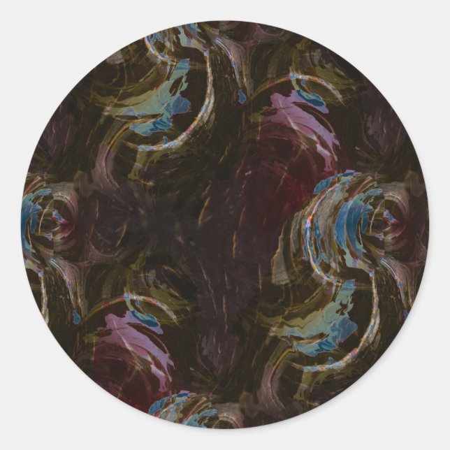 Retro Black Atomic Abstrakt Runder Aufkleber (Vorderseite)