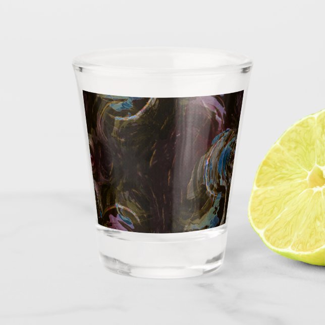 Retro Black Atomic Abstrakt Schnapsglas (Vorderseite)