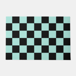Retro Black Blue Karos Checkerboard-Muster Fußmatte