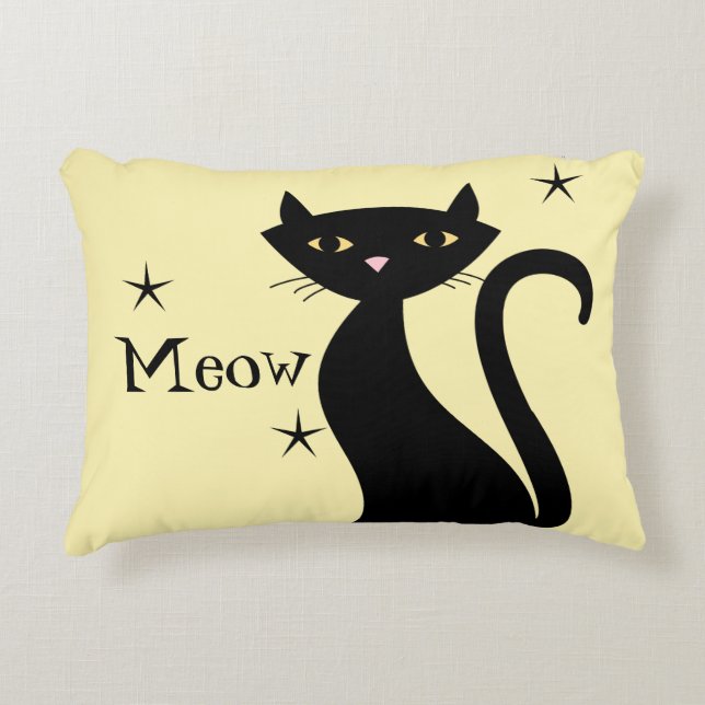 Retro Black Cat Dekokissen (Vorderseite)