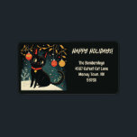 Retro Black Cat Fun Rücksendeadressen-Aufkleber Adressaufkleber<br><div class="desc">Wer Liebe zu Weihnachten keine schwarze Katze?! Sie machen so viel Spaß. Genießen Sie dieses skurrile Retro-Kätzchen, dessen Design aus der 50er Jahre stammt, als Design und Illustration so niedlich sein konnten. Benutzen Sie diese Rücksendeadressen-Aufkleber auf Karten und auf Paketen für Liebhaber von Haustieren, Freunde und Familie. Der Gruß, den...</div>