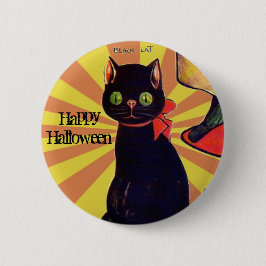 Retro Black Cat Halloween 🎃 Button