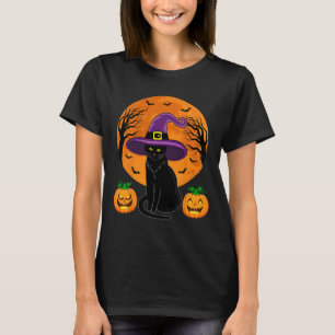 Retro Black Cat Halloween Pumpkin Kostüm Frauen Ki T-Shirt