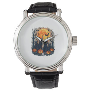 Retro Black Cat Halloween Pumpkleider Kostüm für F Armbanduhr