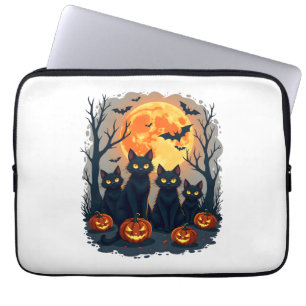 Retro Black Cat Halloween Pumpkleider Kostüm für F Laptopschutzhülle
