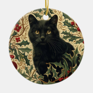 Retro Black Cat Keramik Ornament