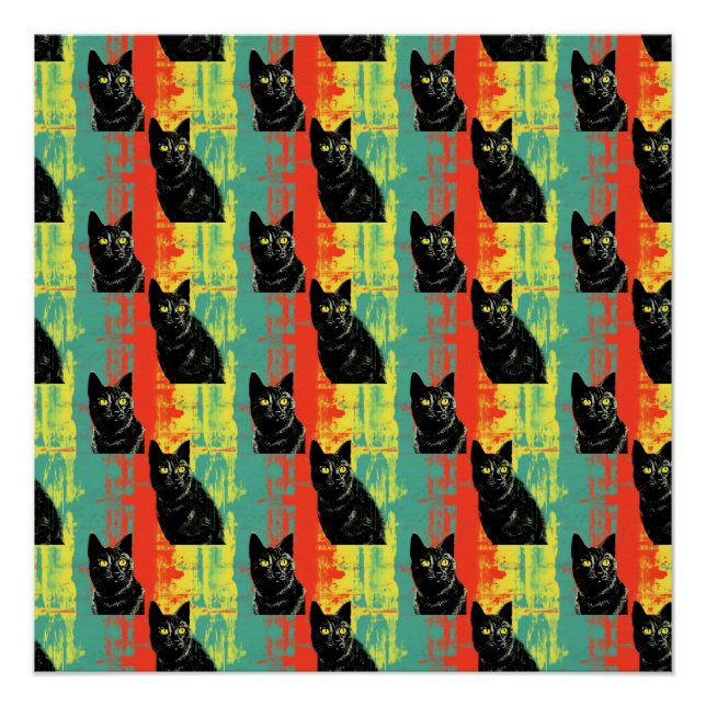 Retro Black Cat Pattern Poster (Vorderseite)