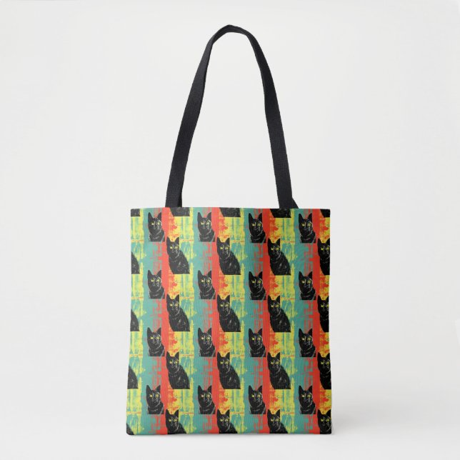 Retro Black Cat Pattern Tasche (Vorderseite)