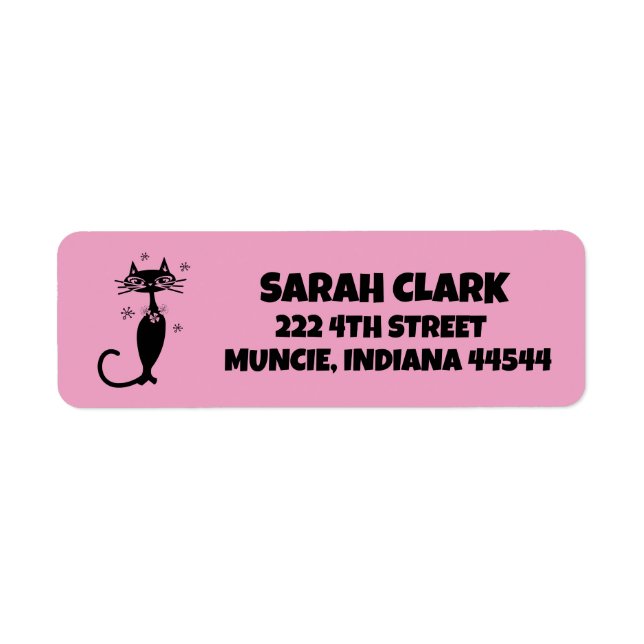 Retro Black Cat Silhouette Rücksendeadressen-Aufkl (Vorne)