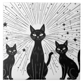 Retro Black Cats Atomic Sternexplosion Mitte Jahrh Fliese