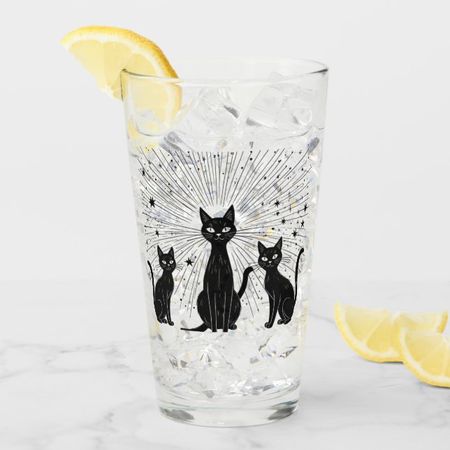 Retro Black Cats Atomic Sternexplosion Mitte Jahrh Glas (Vorderseite Ice)