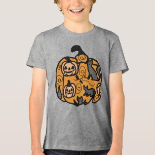 Retro Black Cats und Pumpkin Dreams Tri-Blend Shirt