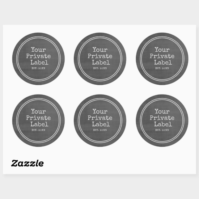Retro Black Chalkboard Votre Étiquette privé Round (Feuille)