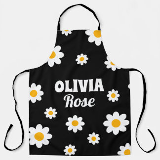 Retro Black Daisy 70's Hippie Individuelle Name Kü Schürze