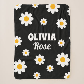 Retro Black Daisy Hippie Individuelle Name der 70e Sherpadecke