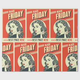 Retro-Black-Friday-Pop-Art-Pin-Up-Girl Geschenkpapier
