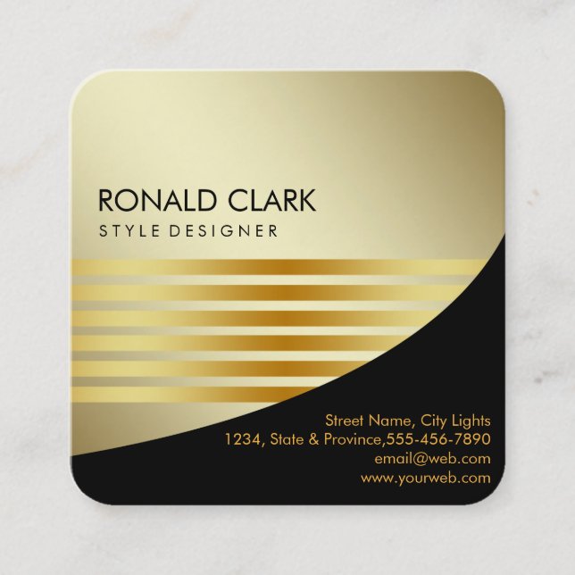 Retro Black Gold Metal Computer Financial Services Quadratische Visitenkarte (Vorderseite)