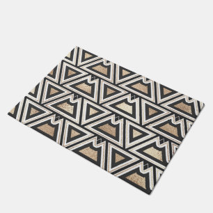Retro Black Gold White Triangle Geometrie Fußmatte