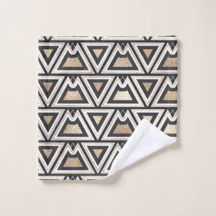 Retro Black Gold White Triangle Geometrie Waschlappen