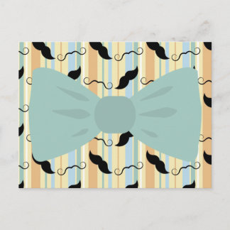Retro Black Handlebar Mustache Bowtie Muster Postkarte