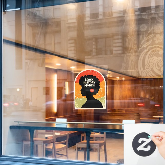 Retro Black History Monat Afrikanische Frau Fensteraufkleber (Café-Fenster)