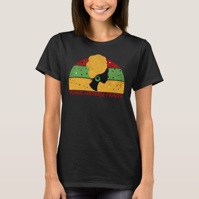 Retro Black History Monat Afrikanische Frau T-Shirt (Vorderseite)