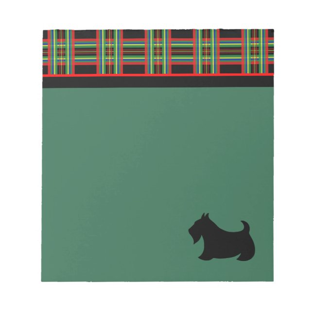 Retro Black Kariert Scottish Terrier Notepad Gesch Notizblock (Vorderseite)