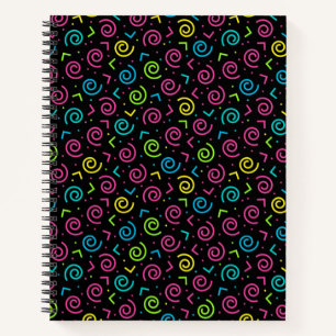 Retro Black & Neon Doodle Pattern der 80er/90er Ja Notizbuch
