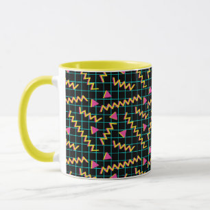 Retro Black & Neon Doodle Pattern der 80er/90er Ja Tasse