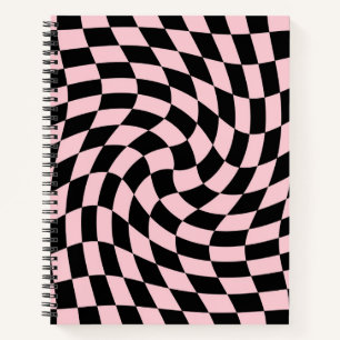 Retro Black Pink Pastellfarben Warted Karos überpr Notizbuch