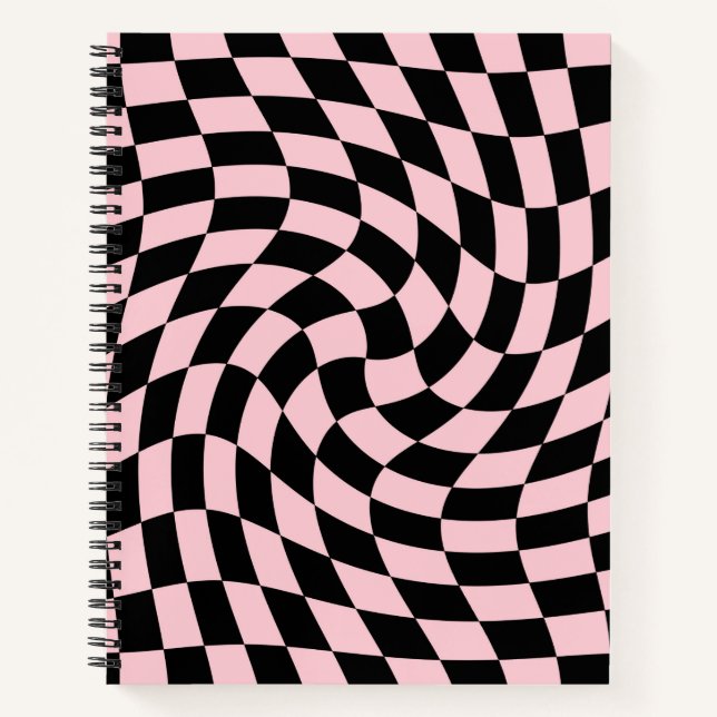 Retro Black Pink Pastellfarben Warted Karos überpr Notizbuch (Vorderseite)