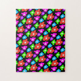 Retro Black Rainbow Farbige Blume Muster