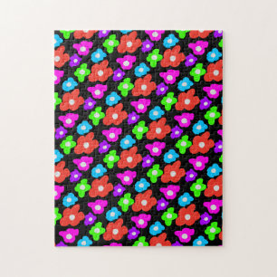 Retro Black Rainbow Farbige Blume Muster