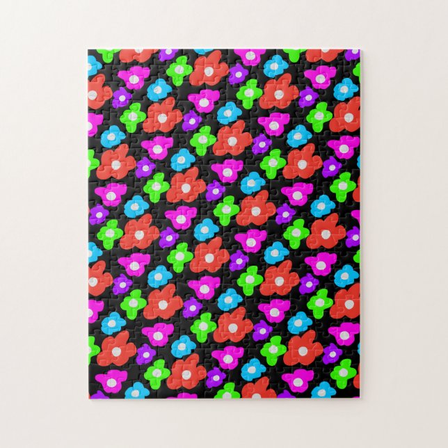 Retro Black Rainbow Farbige Blume Muster (Vertikal)