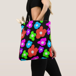 Retro Black Rainbow Farbige Blume Muster Tasche